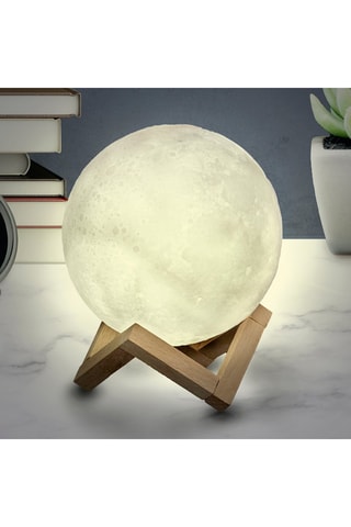 Veilleuse tactile lune 3D - 
Blanc et naturel