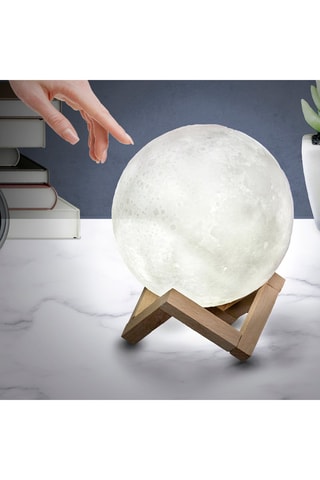 Veilleuse tactile lune 3D - 
Blanc et naturel