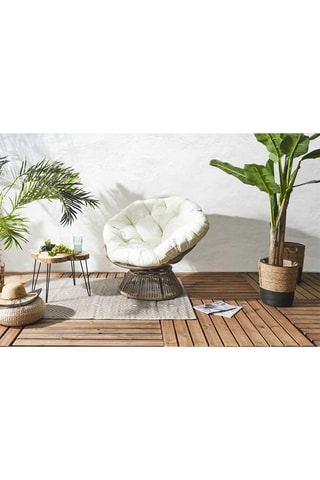 Fauteuil Cancun - Blanc et naturel - Revêtement tissu déperlant