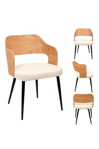 2 fauteuils Loki Hygge - Naturel et crème - Revêtement en bouclette
