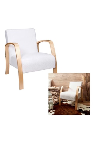 Fauteuil Hella Hygge - Naturel et blanc - Revêtement bouclette