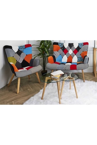 Fauteuil Helsinki Patchwork - Multicolore et naturel
