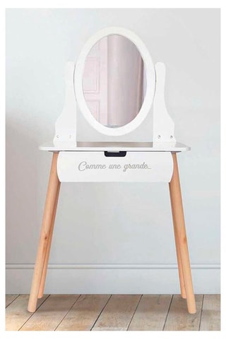 Coiffeuse Louise - Imitation bois et blanc