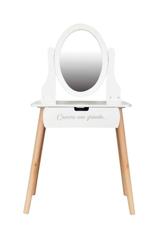 Coiffeuse Louise - Imitation bois et blanc