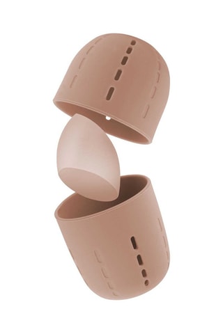 Eponge à maquillage avec étui de rangement - Beige