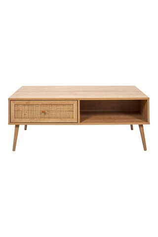 Table basse en bois et rotin Bali - 110 x 59 x 41,4 cm