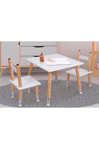 Table et 2 chaises - Imitation bois et blanc