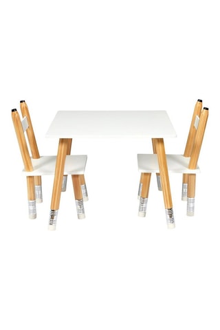 Table et 2 chaises - Imitation bois et blanc