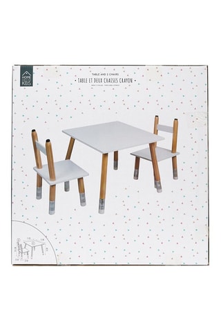 Table et 2 chaises - Imitation bois et blanc