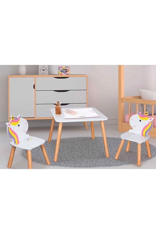 Table et 2 chaises Lily - Naturel et blanc