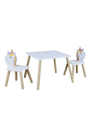 Table et 2 chaises Lily - Naturel et blanc