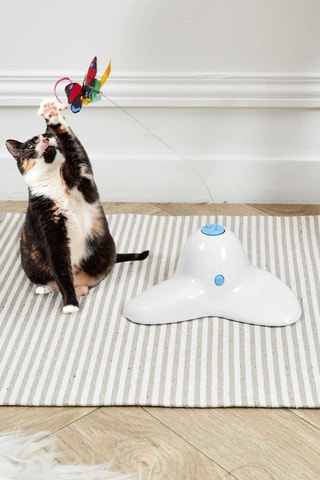 Jeu rotatif papillon pour chat - Blanc