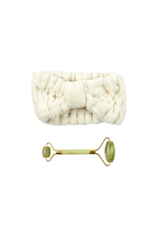 Coffret rouleau de massage en jade et bandeau - Coloris aléatoire