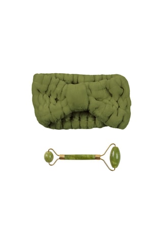Coffret rouleau de massage en jade et bandeau - Coloris aléatoire