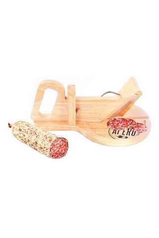 Trancheuse à charcuterie ronde en bois - 30,5 x 19,3 x 12,4 cm