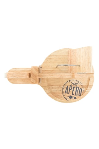 Trancheuse à charcuterie ronde en bois - 30,5 x 19,3 x 12,4 cm