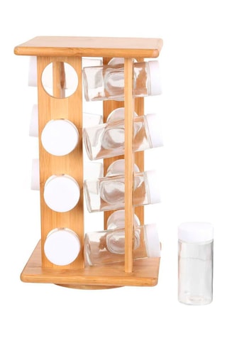 Présentoir à épices en bambou - 16 pots