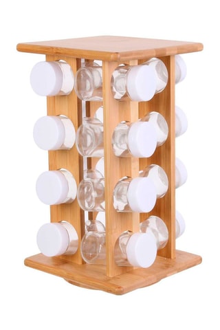 Présentoir à épices en bambou - 16 pots