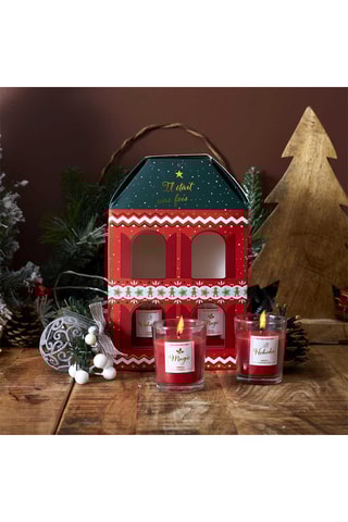 Coffret avec 4 bougies - Rouge et vert