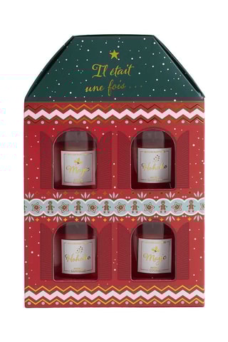 Coffret avec 4 bougies - Rouge et vert