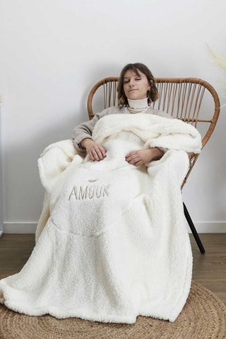 Coussin et plaid - Beige - 120 x 150 cm