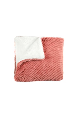 Plaid fourrure et sherpa - Vieux rose et blanc - 140 x 200 cm
