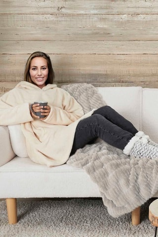 Plaid sweat à capuche - Beige