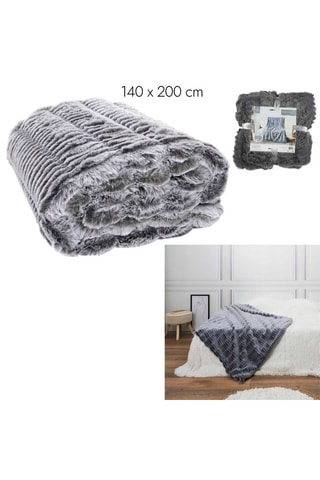 Plaid imitation fourrure Opulence - 140 x 200 cm - Gris foncé