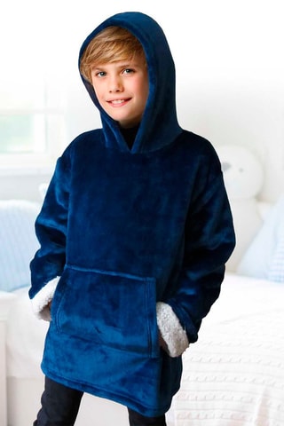 Plaid sweat à capuche enfant - Bleu marine - 66 x 53 cm