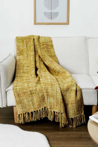 Plaid - Jaune et blanc -  120 x 150 cm