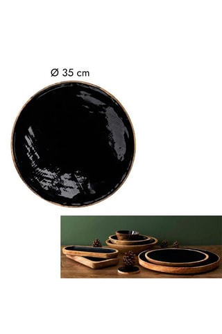 Dessous d'assiette manguier en bois - Noir - 35 cm