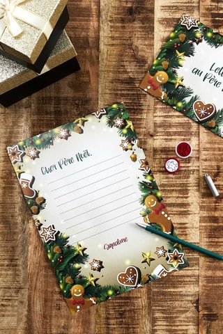 Coffret de 4 lettres au Père Noël à décorer - Vert et bleu