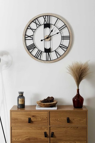 Horloge murale - 70 cm - Beige et noir