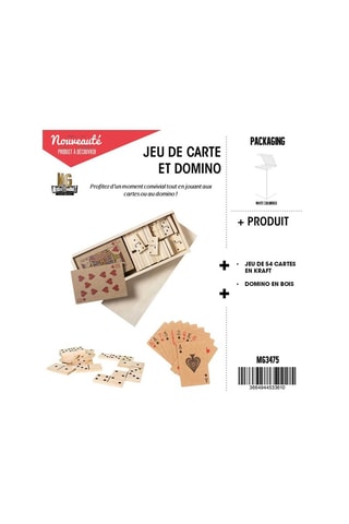 Jeu de 54 cartes kraft et 28 dominos