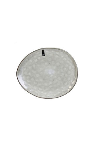 6 assiettes plates en grès - 27,5 x 23 cm