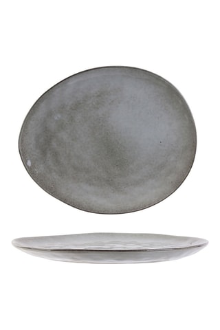 6 assiettes plates en grès - 27,5 x 23 cm