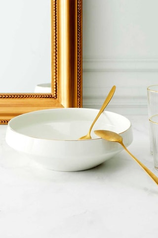 Saladier en porcelaine - Blanc et doré