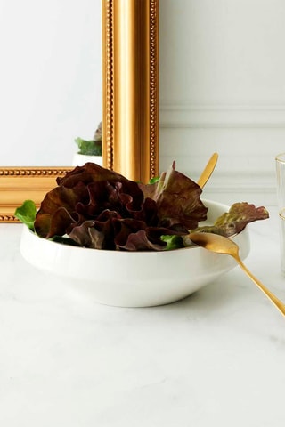 Saladier en porcelaine - Blanc et doré