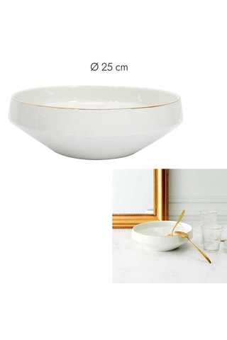 Saladier en porcelaine - Blanc et doré