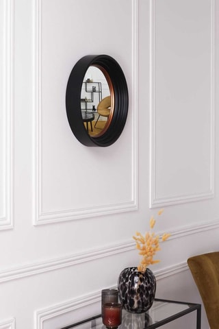 Miroir convexe - 41 x 41 x 7 cm - Noir et doré