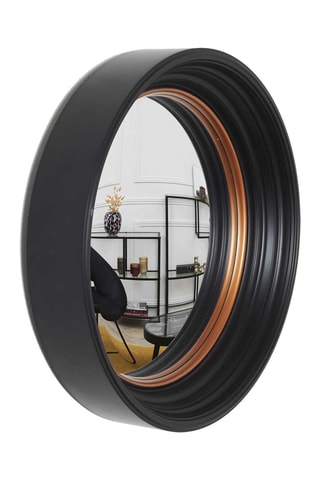 Miroir convexe - 41 x 41 x 7 cm - Noir et doré