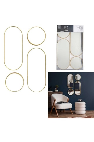 4 miroirs - 
71 x 30 cm - Doré