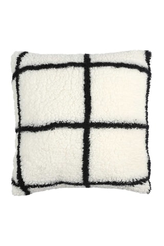 Coussin sherpa - Blanc et noir - 40 x 6 x 40 cm