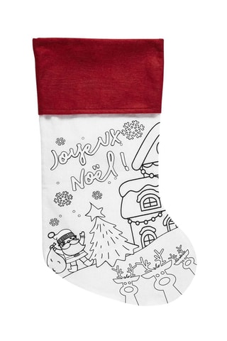 Chaussette de Noël à colorier - Blanc et rouge - Modèle aléatoire