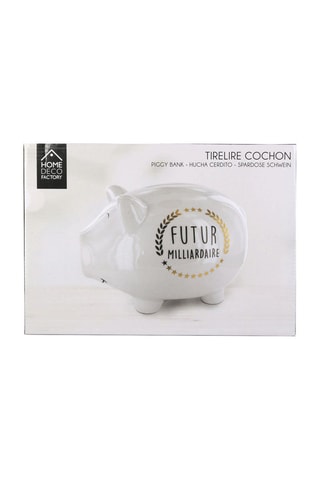 Tirelire cochon XXL en céramique - Blanc