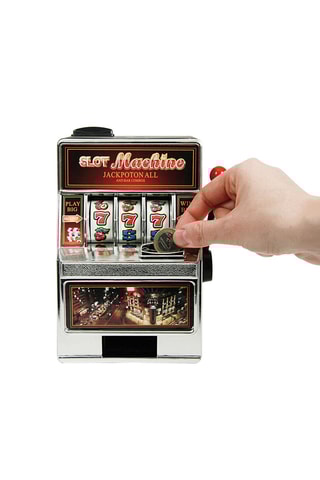 Tirelire machine à sous - Argenté et rouge