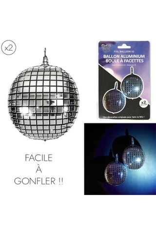 2 ballons boule à facettes - Argenté et noir