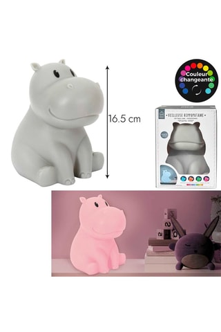 Lampe veilleuse hippopotame LED - Gris