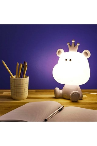Lampe veilleuse hippopotame LED - Blanc et gris