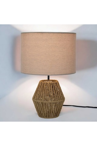 Lampe de table en lin - Vert foncé et blanc